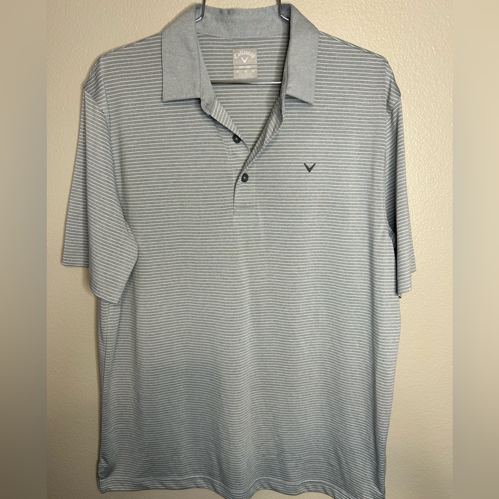 Callaway Men's Light Gray Striped Polo Shirt